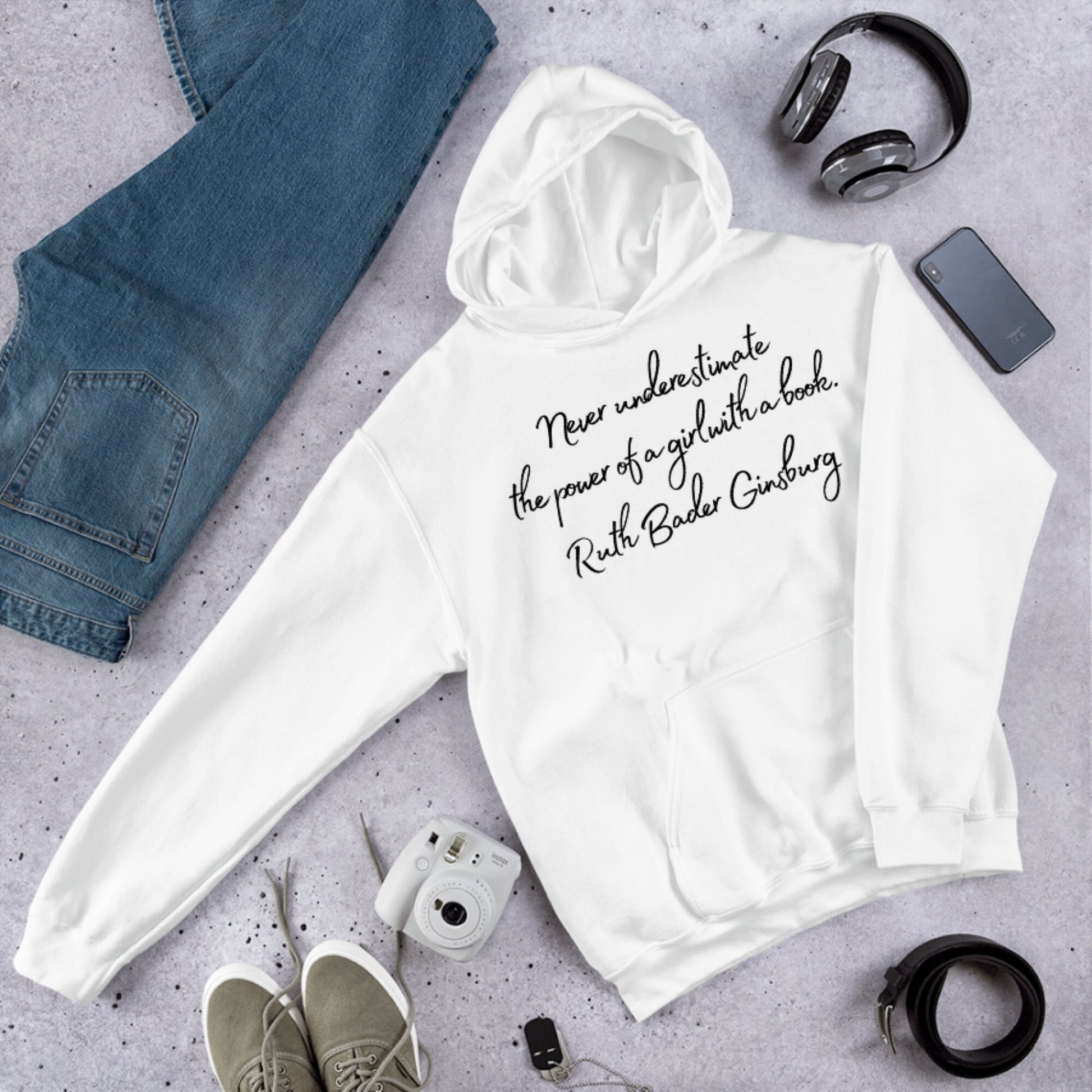 Ruth Bader Ginsburg Never underestimate the power of a girl with a book. Feminist Hoodie